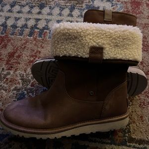 Ugg Malindi Brown Leather Suede Roll Down Boots